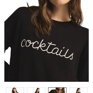 Elegant Black Sweater with 'Cocktails' Design